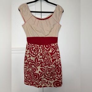 Baraschi Floral Mini Dress in Red and Cream size 8